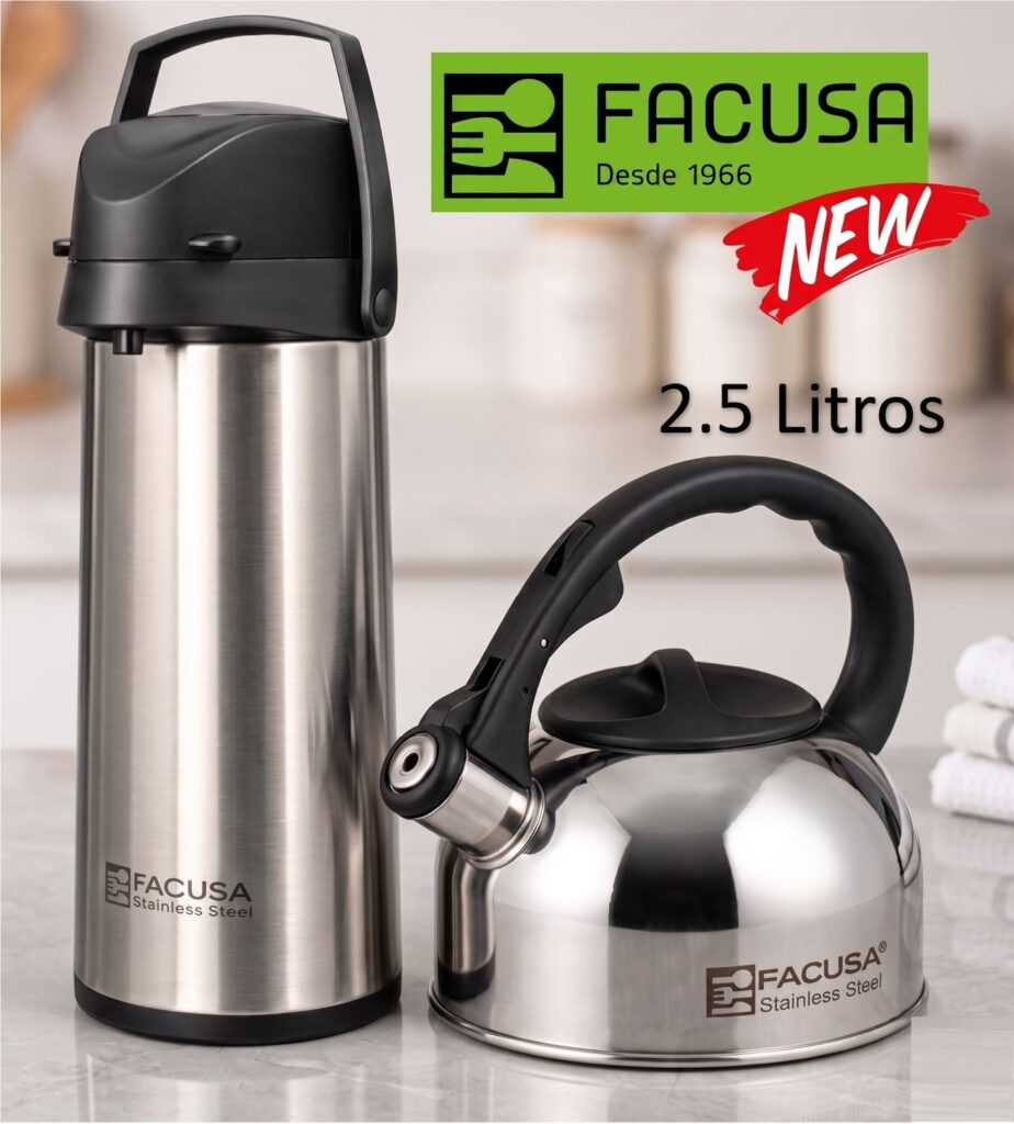 Combo FACUSA Termo Sifón y Tetera 2.50 lt Acero Inoxidable