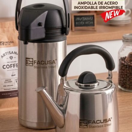 COMBO TERMO CON SIFON IRROMPIBLE y TETERA DE 3 LITROS ACERO INOX FACUSA
