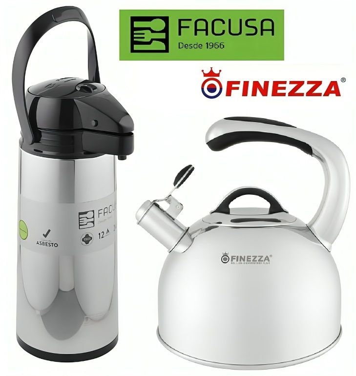 Combo Termo Sifón 1.9 Lt Facusa y Tetera 2.5 Lt Finezza