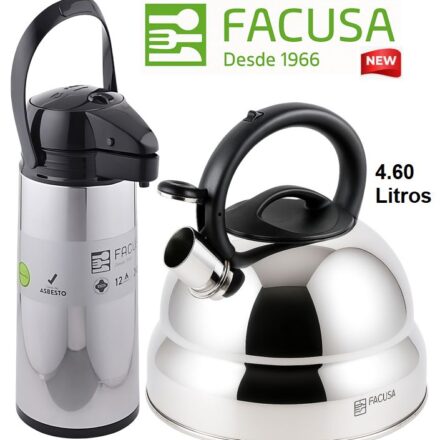 Combo Termo Sifón 1.90 lts y Tetera 4.6 lt Acero Inoxidable Facusa