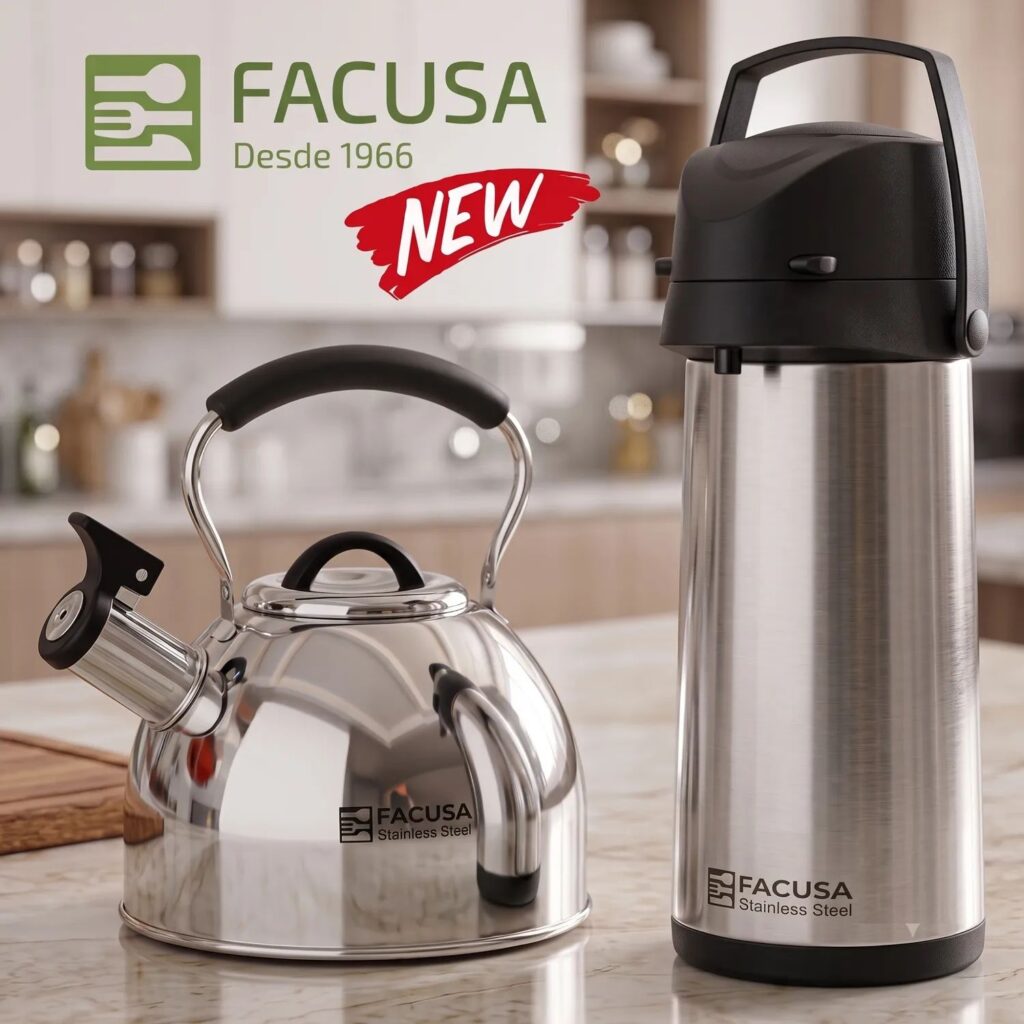 Combo Tetera 2.5 Lt. Acero Inoxidable + Termo Sifón 1.9 Lt. Facusa - GARANTIA