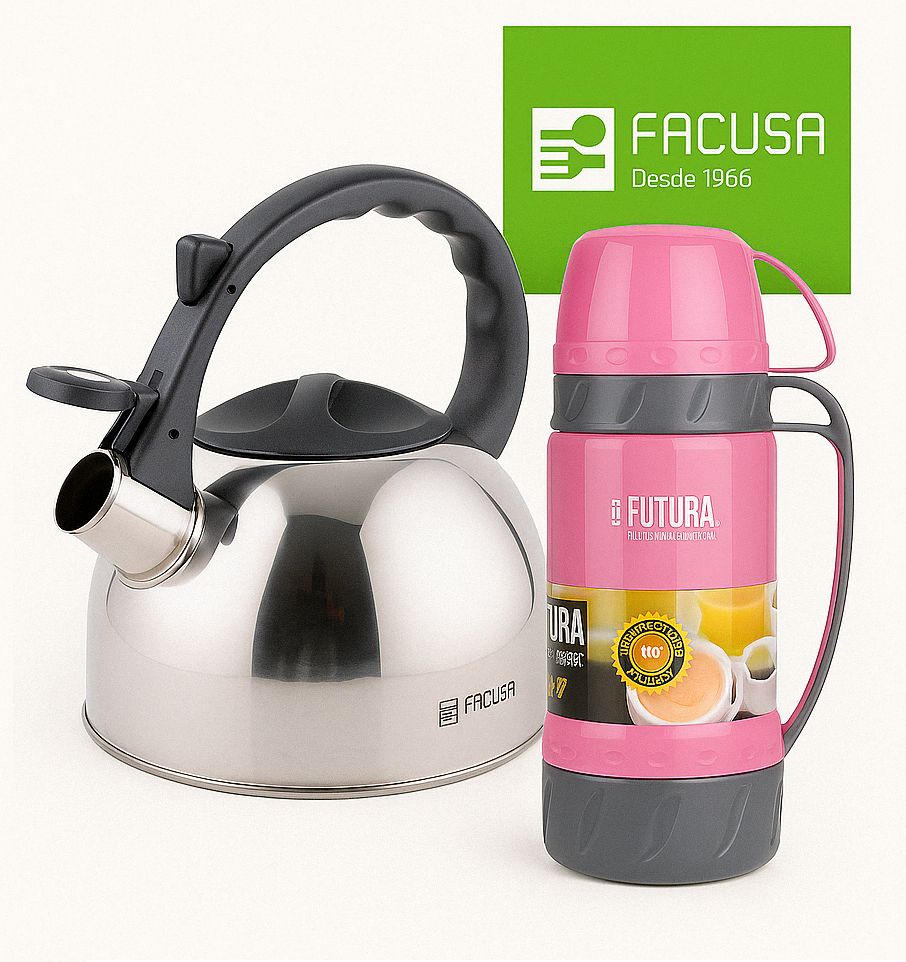 Combo Tetera 2.50 litros Facusa + Termo 1 litro Futura