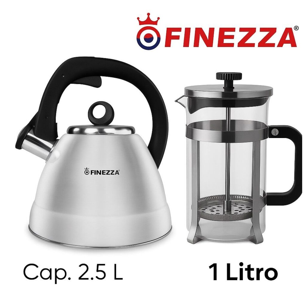 COMBO Tetera Finezza 2.50 Lt. y Cafetera FRANCES Acero Inoxidable