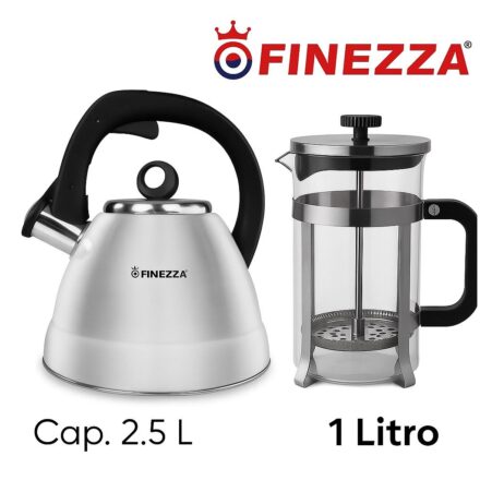 COMBO Tetera Finezza 2.50 Lt. y Cafetera FRANCES Acero Inoxidable