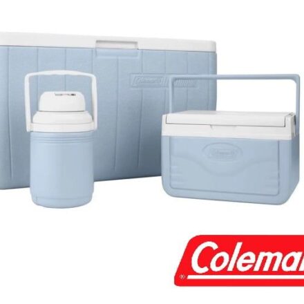 Cooler Coleman Combo 48qt 5qt botella pliquido Color Celeste