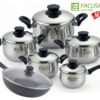 FACUSA Juego de ollas 10 Piezas con Tapa de Acero Inoxidable Gratis WOK con tapa