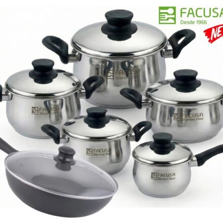 FACUSA Juego de ollas 10 Piezas con Tapa de Acero Inoxidable Gratis WOK con tapa