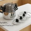 FACUSA Juego de Ollas 12 PIEZAS con Tetera Acero Inoxidable GRATIS UTENSILIOS