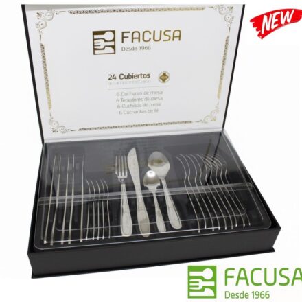 Juego de Cubiertos Facusa x 24 piezas Caja de Regalo Color Negro