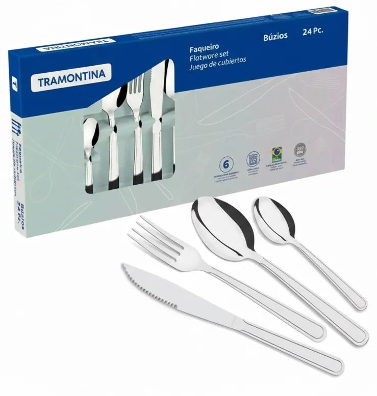 Juego de Cubiertos Tramontina 24 Piezas 100% Acero Inoxidable