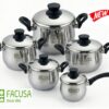 Juego de ollas 10 Piezas Acero Inoxidable con tapa de acero Facusa