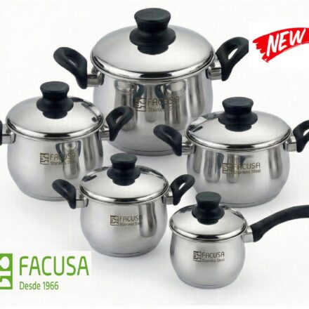 Juego de ollas 10 Piezas Acero Inoxidable con tapa de acero Facusa