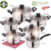 JUEGO DE OLLAS 12 PIEZAS ACERO INOXIDABLE FACUSA