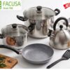 Juego de Ollas Acero Inox con sarten con espatula FACUSA 7 piezas .