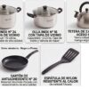 Juego de Ollas Acero Inox con sarten con espatula FACUSA 7 piezas .