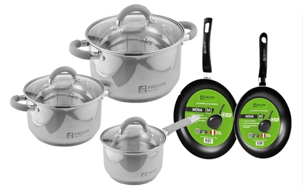 Juego de Ollas Acero Inox Facusa Obsequio sartenes Antihaderente