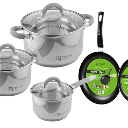 Juego de Ollas Acero Inox Facusa Obsequio sartenes Antihaderente