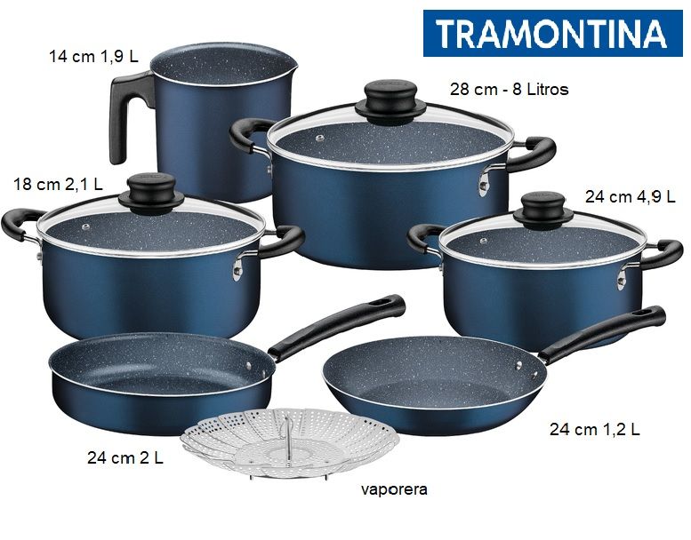 Juego de Ollas Azul 10 Piezas Tramontina Revestimiento Antiadherente-