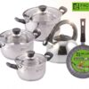 Juego de Ollas con Tetera Acero Inoxidable Facusa con sartén de 22 cm