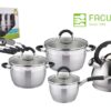 Juego de Ollas Facusa Acero Inoxidable con Utensilios Gratis
