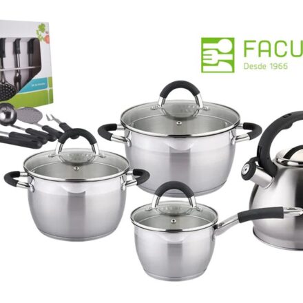 Juego de Ollas Facusa Acero Inoxidable con Utensilios Gratis