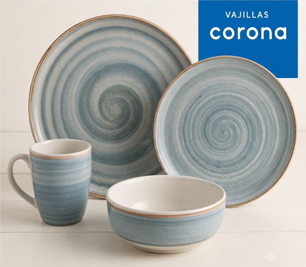 Juego de Vajilla 16 Piezas Caoba Azul Corona