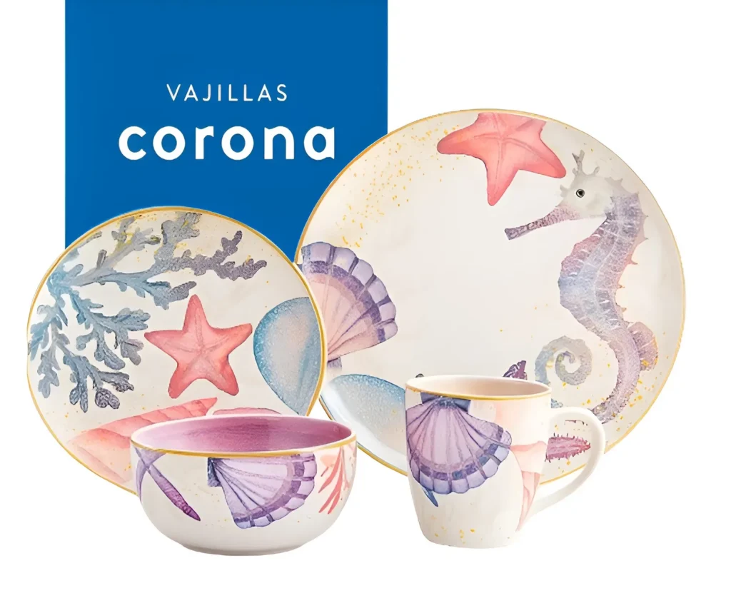 Juego de Vajilla 16 Piezas CORONA -modelo MAREA