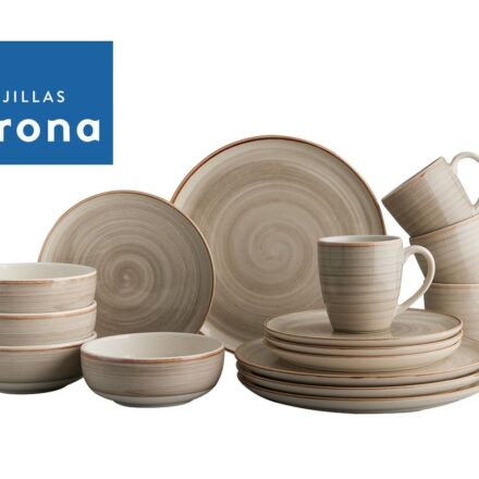 Juego de Vajilla Caoba Gris 16 Piezas Corona - Plato Pando 26cm