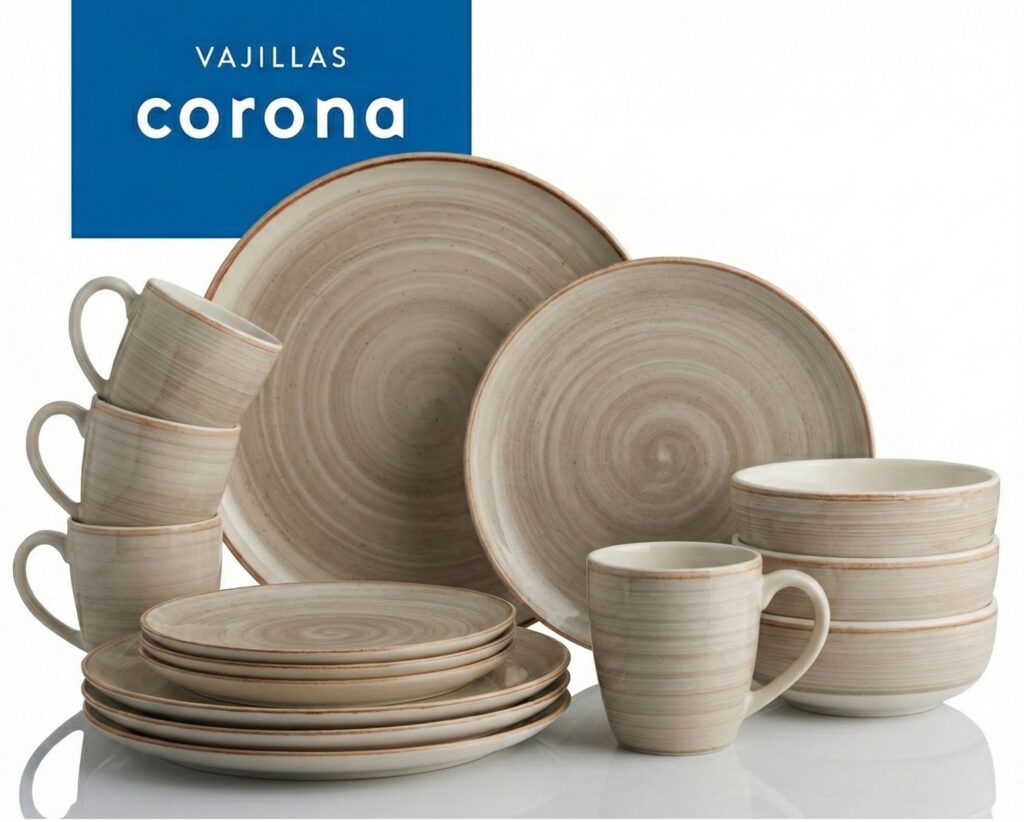 Juego de Vajilla Caoba Gris 16 Piezas Corona - Plato Pando 28cm