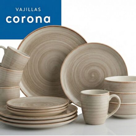 Juego de Vajilla Caoba Gris 16 Piezas Corona - Plato Pando 28cm