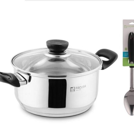 Olla Facusa de Acero Inoxidable 24 cm con utensilio Gratis
