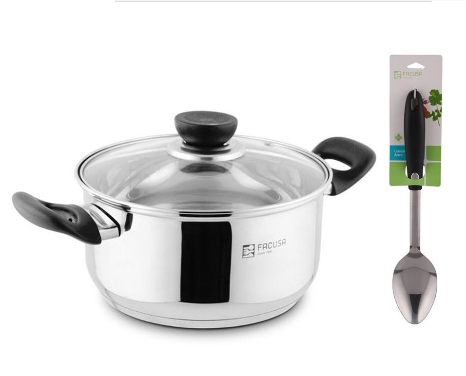Olla Facusa de Acero Inoxidable 24 cm con utensilio Gratis