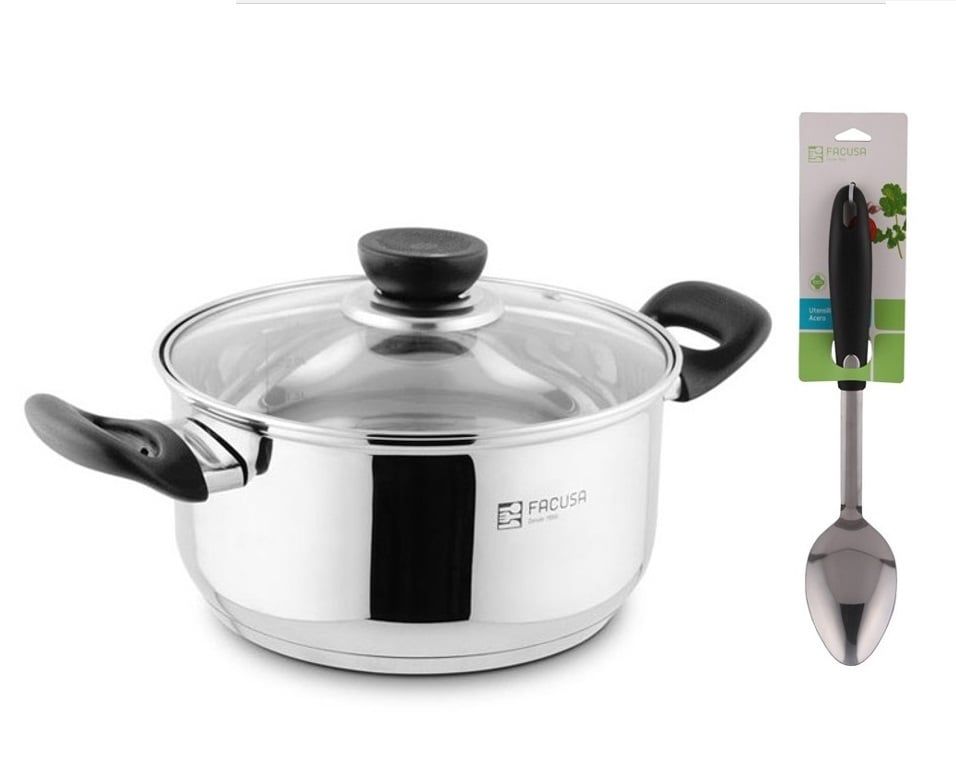 Olla Facusa de Acero Inoxidable 26cm con utensilio Gratis