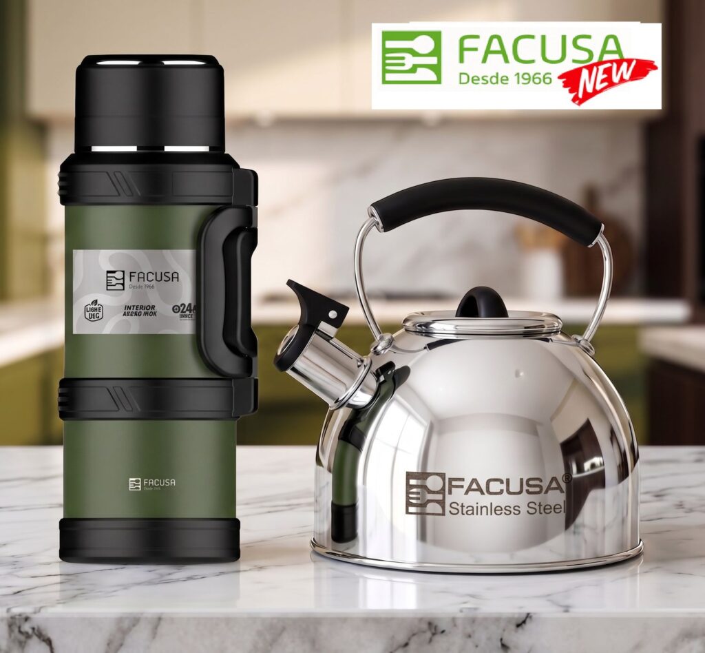 PACK FACUSA TETERA DE 2.50 LITROS CON TERMO 2 LITROS ACERO INOX