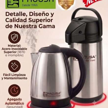 PACK TERMO CON HERVIDOR FACUSA ACERO INOXIDABLE -100% GARANTIA