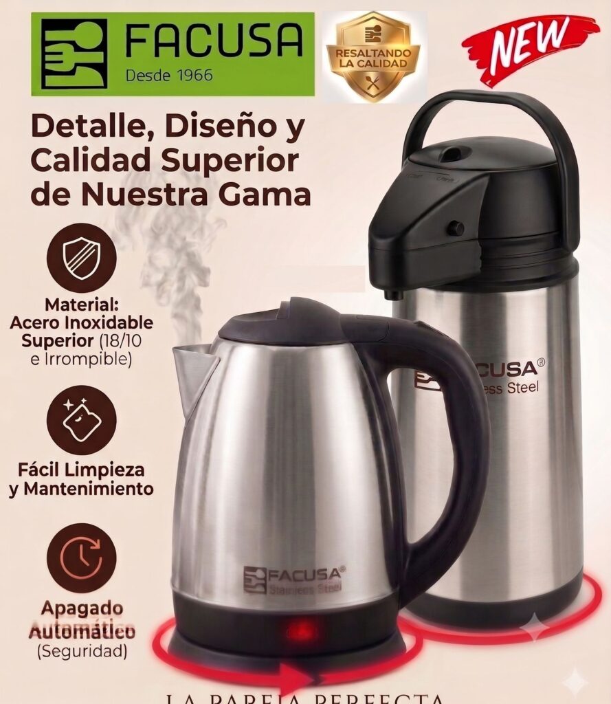 PACK TERMO CON HERVIDOR FACUSA ACERO INOXIDABLE -100% GARANTIA