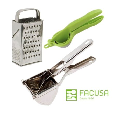 Prensa papas de Facusa con Exprimidor de Limon y Rayador de Regalo