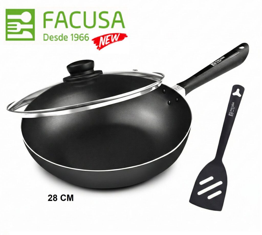Sarten 28 cm. Con tapa de Vidrio Facusa