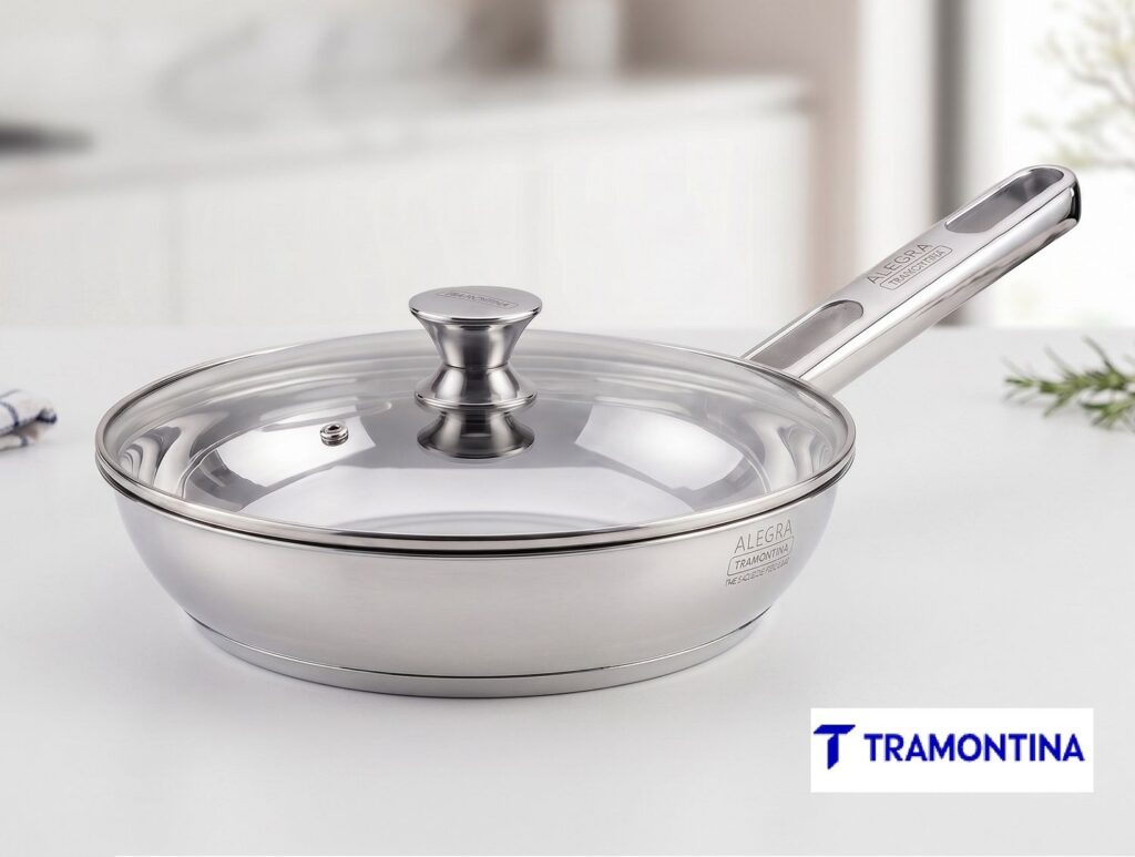 Sartén TRAMONTINA C/TAPA de acero inoxidable 20 cm