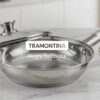 Sartén TRAMONTINA C/TAPA de acero inoxidable 20 cm