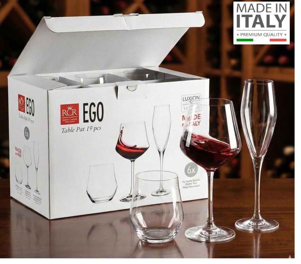 Set de Copas + Vasos 18 Piezas Modelo EGO - RCR - 100% Hecho en Italia