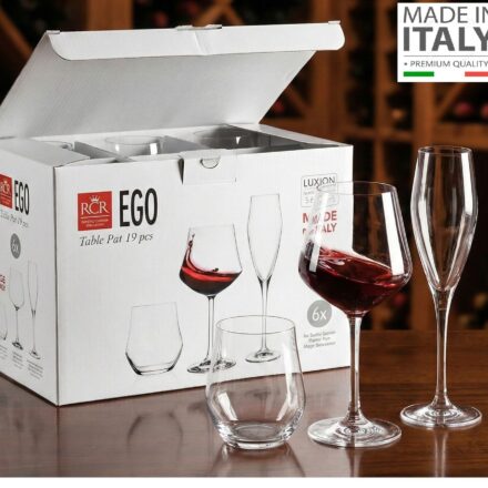 Set de Copas + Vasos 18 Piezas Modelo EGO - RCR - 100% Hecho en Italia