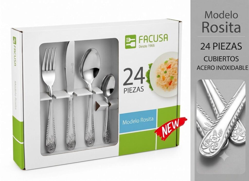 Set de Cubiertos 24 Piezas Facusa MODELO ROSITA