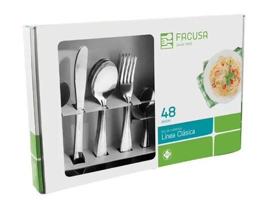Set de cubiertos 48 Piezas Acero Inoxidable FACUSA (En Caja)