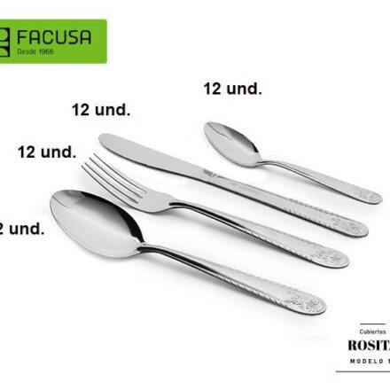 Set de cubiertos 48 Piezas Acero Inoxidable Modelo Rosita Facusa