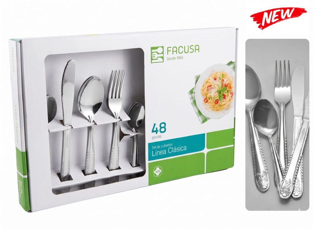 Set de cubiertos 48 Piezas Acero Inoxidable Modelo Rosita Facusa