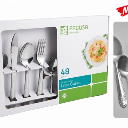 Set de cubiertos 48 Piezas Acero Inoxidable Modelo Rosita Facusa