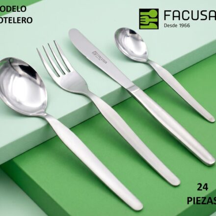 SET DE CUBIERTOS HOTELERO FACUSA ACERO INOXIDABLE 24 PIEZAS (CAJA)