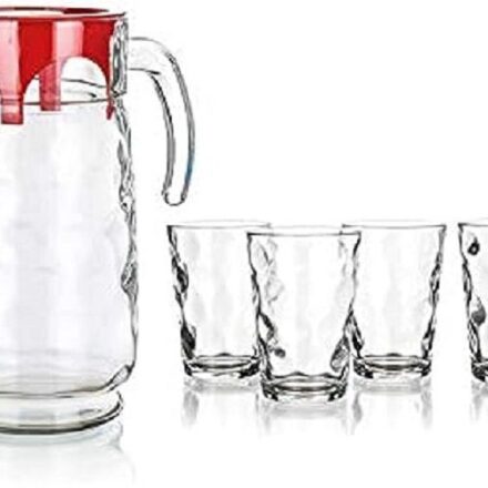 Set de Jarra y 6 vasos de vidrio templado Pasabahce - Hecho en Turquía