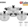 Set de Ollas de Acero c/ tapa de Vidrio 6 piezas Luissant